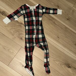 The Beaufort Bonnet Company Red and Green Plaid Footie size 6-12 months